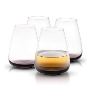 NEW JoyJolt Black Swan Stemless White Wine Glasses Set of 4